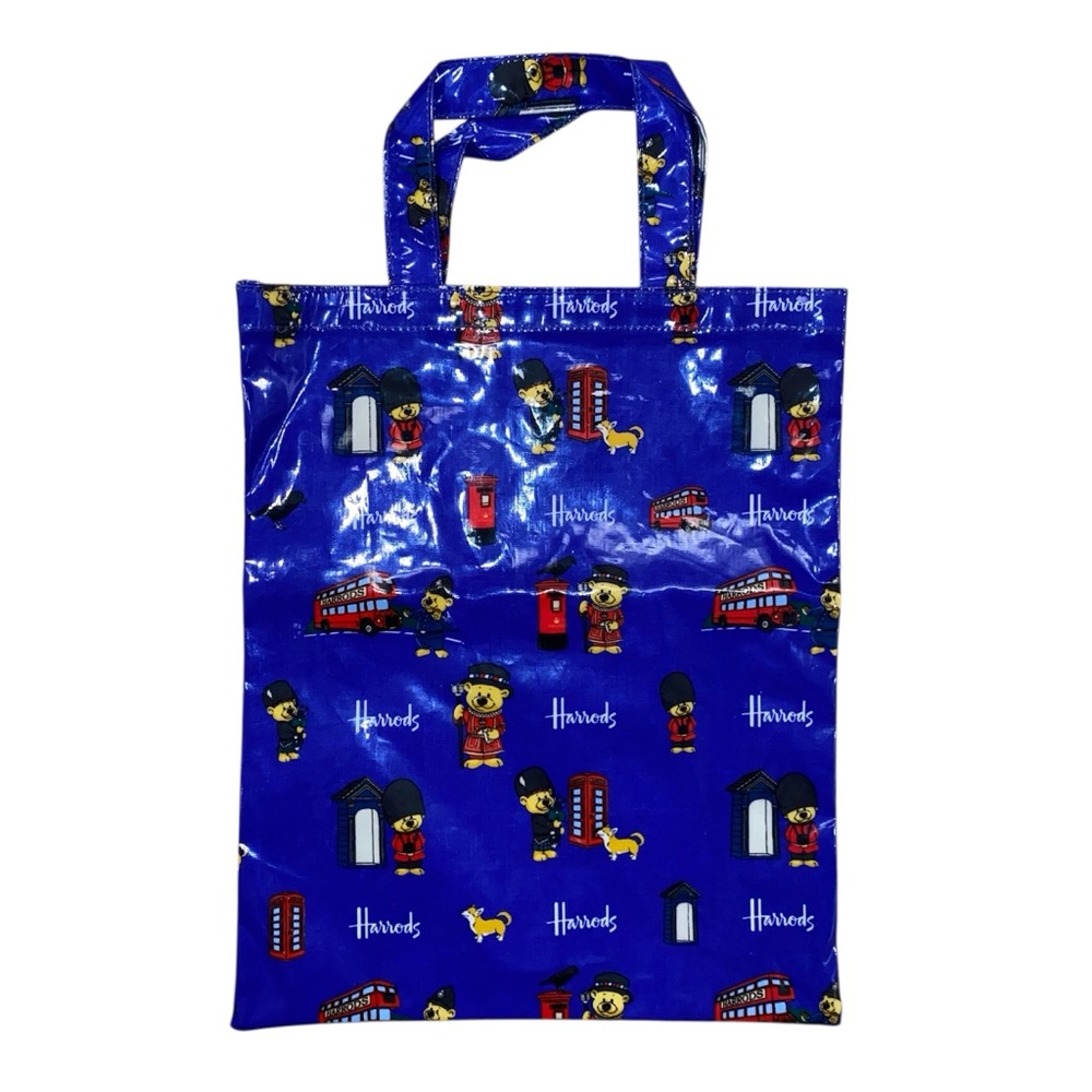 Harrods Teddy Bear Small Blue Tote Bag with London Icons - Picture 3 of 6